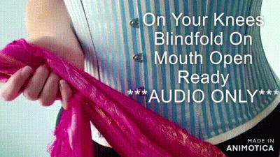 On Your Knees, Blindfold On, Mouth Open, Ready