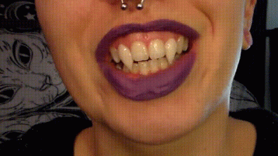 Fangs Blowjob With Purple Lipstick
