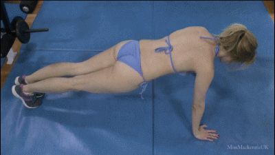 Full Press Ups & Weighted Incline Sit Ups While Wearing My Small Blue Bikini