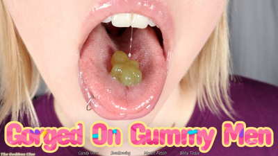 Gorged On Gummy Men- HD- The Goddess Clue, Gulping Tiny Candy Men Whole, Open Mouth Swallow, Playful Eating Sweets, Pleasure Snacking, Giantess Vorarephilia, Soft Belly Digestion Tease