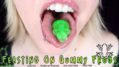 Feasting On Gummy Frogs- HD- The Goddess Clue, Gummy Vorarephilia, Candy Eating, Open Mouth Swallowing, Wet Sounds, Drooling, Gulping, Squelching, Swallowing, Spit Dripping