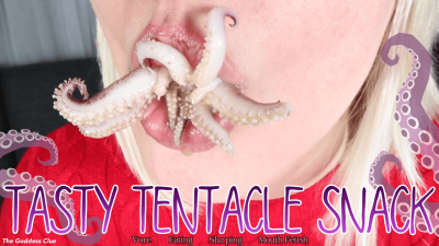 Tasty Tentacle Snack- HD- The Goddess Clue, Slurping And Chewing Fresh Seafood, Octopus, Squid, Eating With My Mouth Open, Food Fetish, Consume Vibes, Small Burps, Wet Sounds, Messy Eater