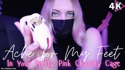 Ache For My Feet In Your Pretty Pink Chastity Cage 4K Foot Slave Training And Orgasm Control