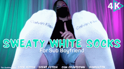 Sweaty White Socks For Sub Boyfriend 4K Feet JOI, Femdom Girlfriend Dominates You With Her Sweaty, Stinky Socks