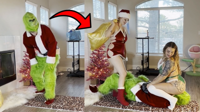 The Grinch Gets Ballbusting & Facesitting Punishment!! Goddess Lilith & Danii Divinity Christmas Femdom