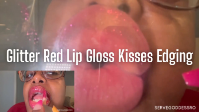 Glittery Red Lip Gloss Kisses Edging- Royal Ro Lip Worship