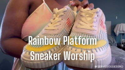 Rainbow Platform Sneaker Worship Royal Ro Ebony Foot Worship Slave Training