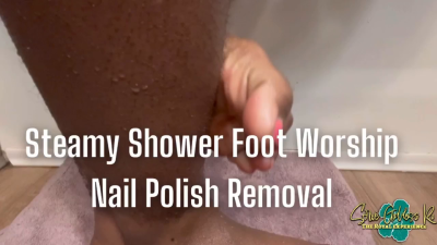 Steamy Shower Foot Worship And Nail Polish Removal Royal Ro Closeup Ebony Feet Lotioning Toe Scrunching