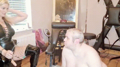 Cock Sucking Training With Lady Sara Borgia's Strapon