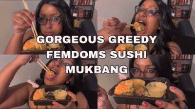 Gorgeous Greedy Femdoms Sushi Mukbang