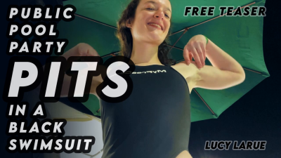 Public Pool Party Pits In A Black Swimsuit