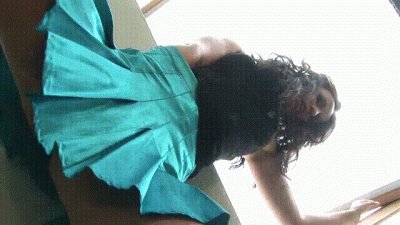 Turquoise Satin Pleated Upskirt