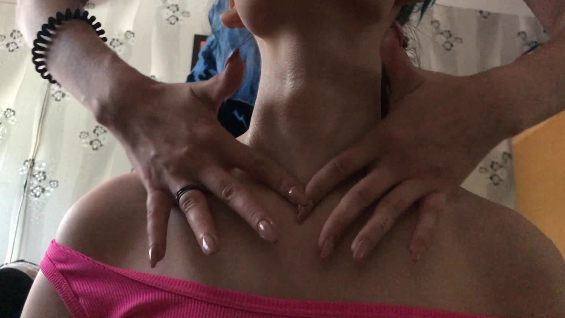 Possessed by the throat. 