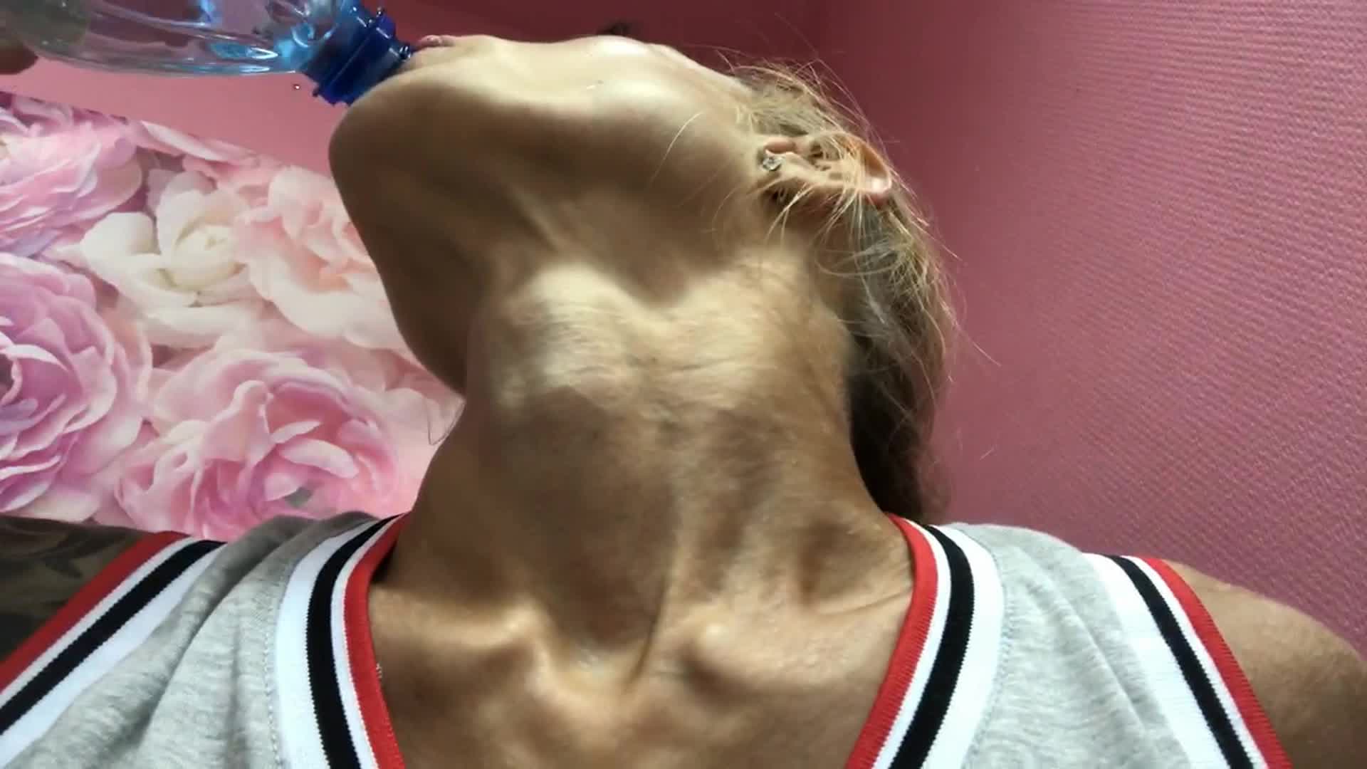 A woman's exposed neck as the center of attention
