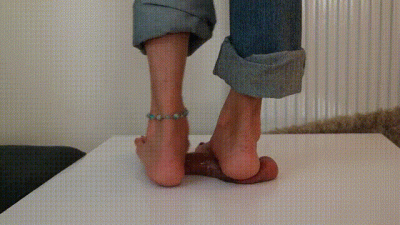 Lady B's Quick Cock And Balls Trampling With Cumshot