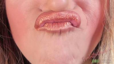 Copper Metallic Lipstick Upper Lip Sniffing