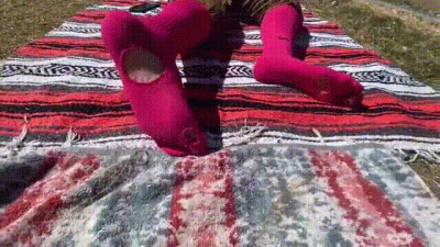 Paris Pink Holed Socks Sniffed