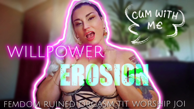 Willpower Erosion: Femdom Tit Worship JOI | Moaning MILF Solo Masturbation Tease | Edging & Ruined Orgasm