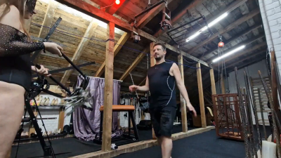 Hardcore Domme Deity Bastet Ballbusting And Whipping In Attic