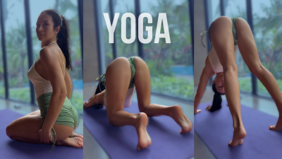 Sexy Yoga In Mini Shorts And Little Tiitty Flash 4k