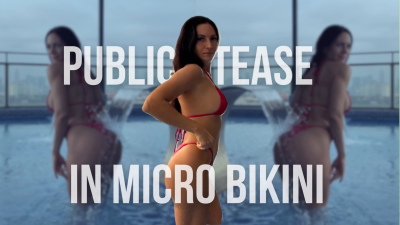 Public Tease In Micro Bikini In The Pool