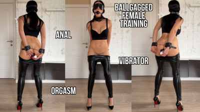 Ballgagged Female Training: Anal, Vibrator, Orgasm