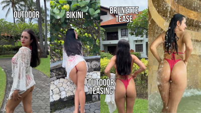 Outdoor Tease In Bikini, Wet Body In The Waterfall