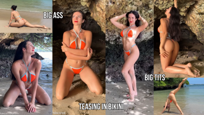 Tease In Micro Bikini At The Beach