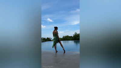 Teasing At The Public Pool In Micro Bikini, Swimming