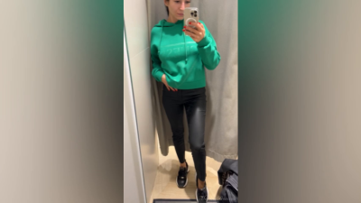 Try On Leggings And Pants In A Changing Room, Boobs Tease, Pussy Flashing