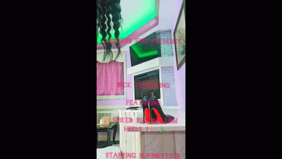 Table Cbt With Black Spiked Red Bottom Heels