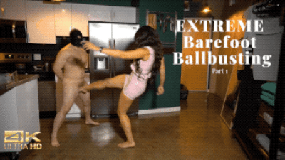 Extreme Barefoot Ballbusting Part 1