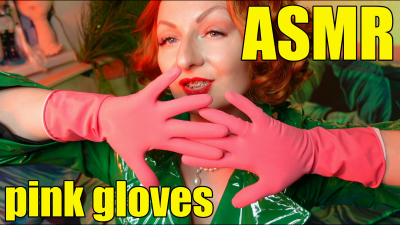 Pretty Pin Up Model Arya And Pink Latex Household Gloves