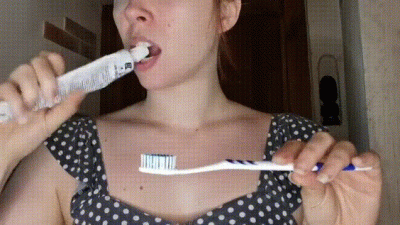 Young Naughty Student Dildoing Herself With Her Toothbrush Oops It Slips