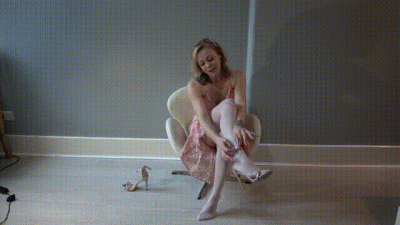 Teasing In Crotchless Pantyhose