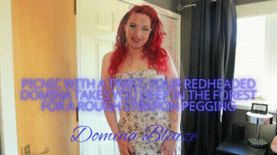 Picnic With A Twist: Your Redheaded Domina Takes You Deep In The Forest For A Rough Strapon Pegging