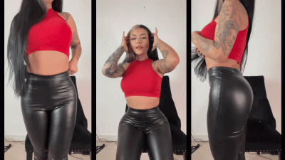 Leather Leggings Topless JOI