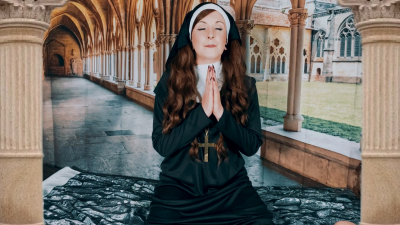 Horny Nun Desecrates Her Holy Bible And Crucifix