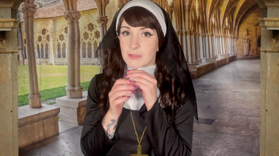 Lusting Nun Steals Cum From Used Condom