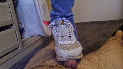 Dirty Air Max Shoejob And Worn Frilly Socks Footjob