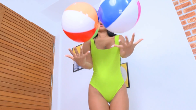 Riding Two Beach Balls