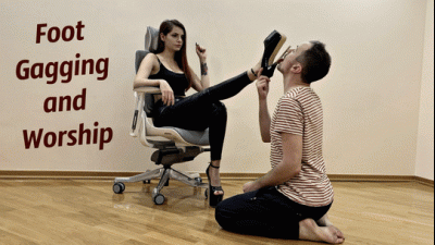 Chic Mistress Sofi In Leather Pants And High Heels Heels Sucking And Foot Gagging Femdom