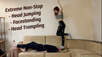 Cruel Kira Love Destroy Slave's Head Non-Stop Fullweight Facestanding, Face Trampling And Extreme Head Jumping