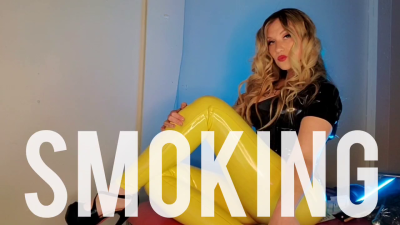 Smoking In Long Latex Gloves