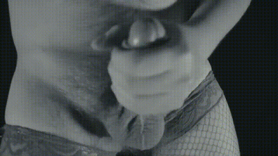 Jerking In Red Fishnet Stockings Black And White Version