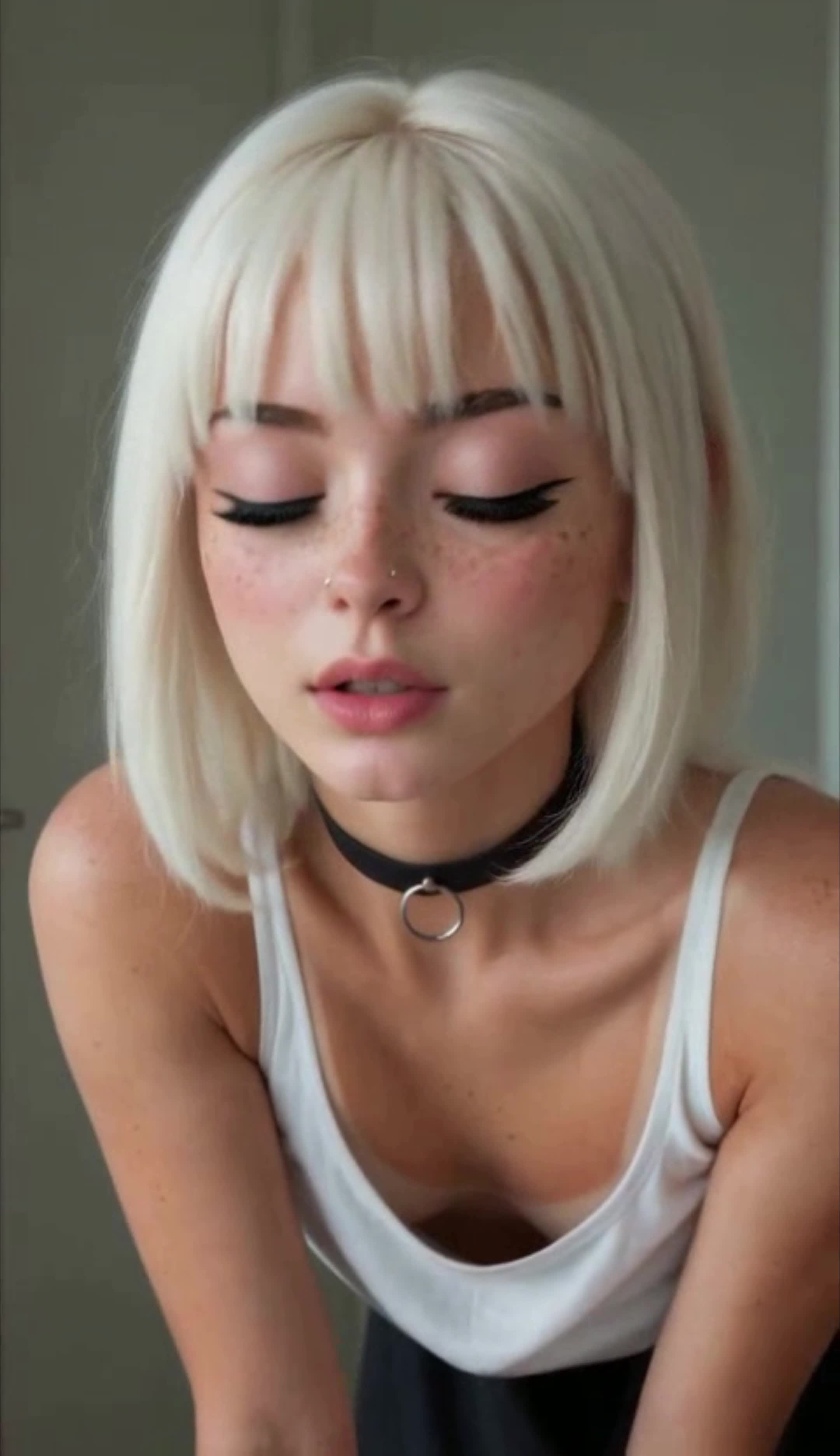 AI POV Two Hot Emo Goth Girls Beautiful Babes Double Blowjob Sucking And Facial Cumshot