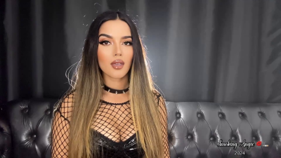 Sexy Goth Girl Smoking Marlboro Red! Lip Piercing, Choker, Biker Gloves, Leather Bra And Fishnet Top