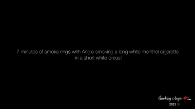 7 Minutes Of Smoke Rings With Angie Smoking A Long White Menthol Cigarette In A Short White Dress!- Includes Some Darkside Talk Chest Pain