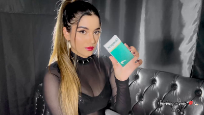 Angie Power Smoking Newport 100S And Coughing Wearing See Through Top, Choker And High Ponytail
