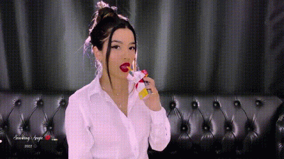 White Shirt, Hair Up, Red Lips, Marlboro Red, Nose Exhales, Simultaneous Exhales, Dangling, Snaps, Residual Exhales And More!